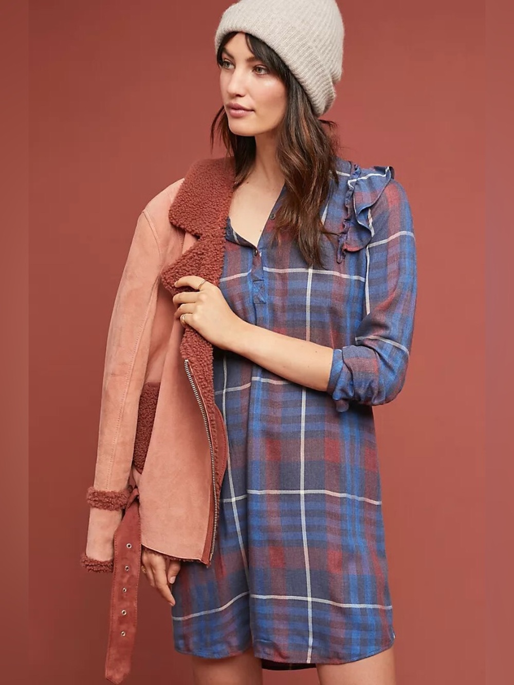 Anthropologie Cloth & Stone Ruffled Shirtdress